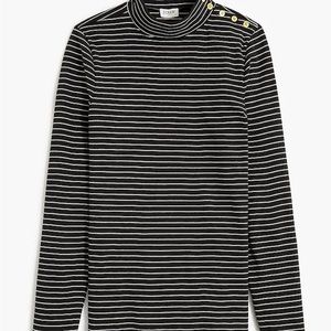J. crew factory black and white strip mock neck size xl